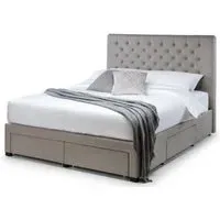 Wilton Deep Button Storage Bed - Grey, Linen