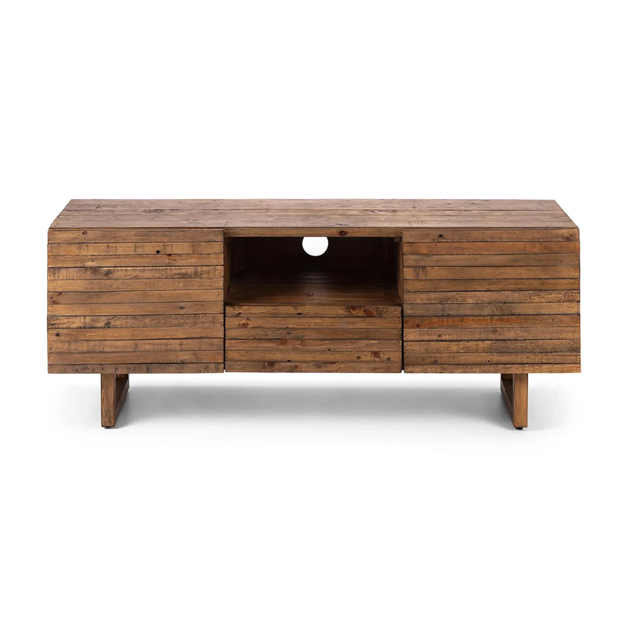 Woburn 130cm TV Unit - Brown, Reclaimed Pine
