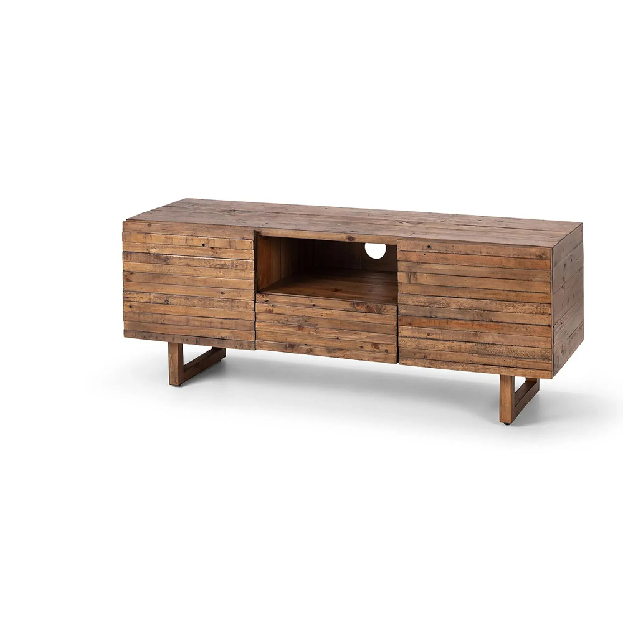 Woburn 130cm TV Unit - Brown, Reclaimed Pine