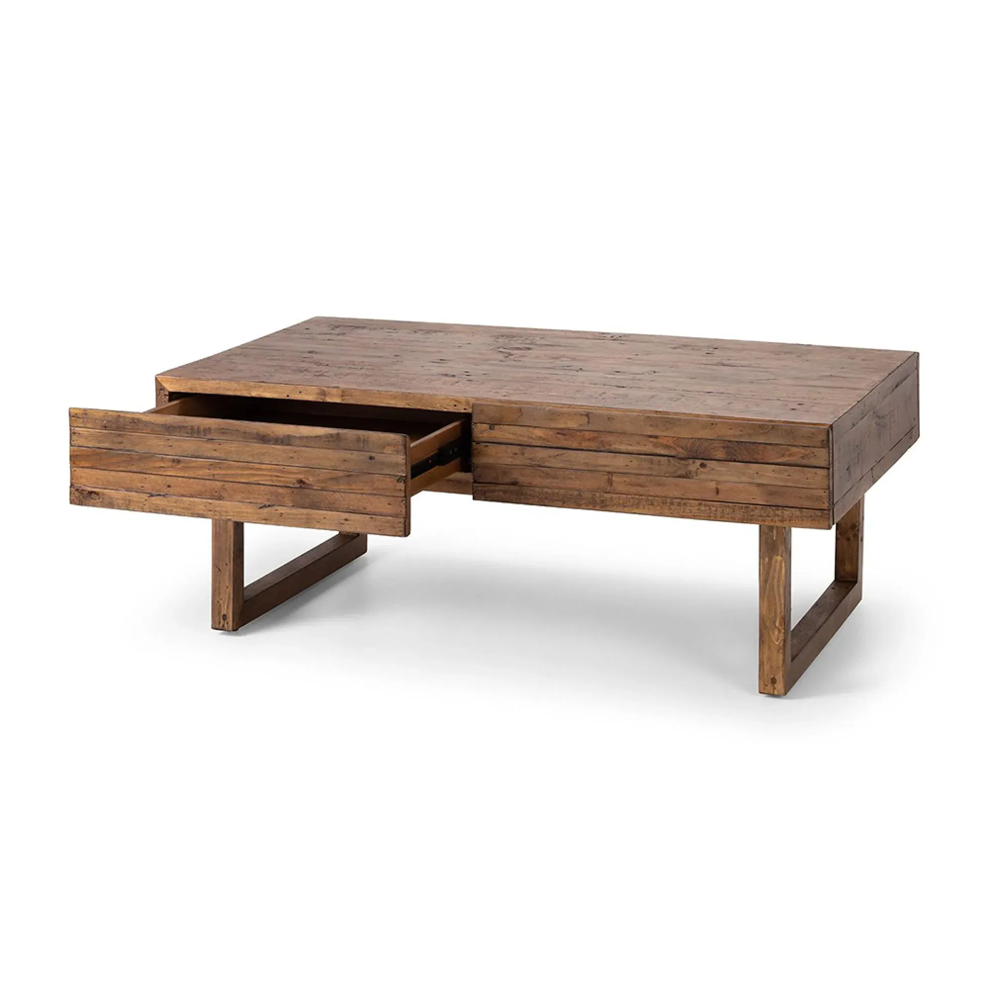 Woburn 2 Drawer Coffee Table - Brown, Reclaimed Pine