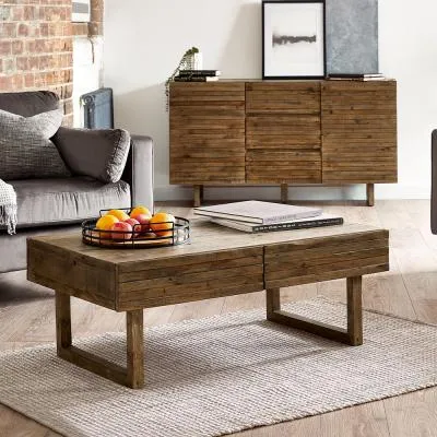Woburn 2 Drawer Coffee Table - Brown, Reclaimed Pine