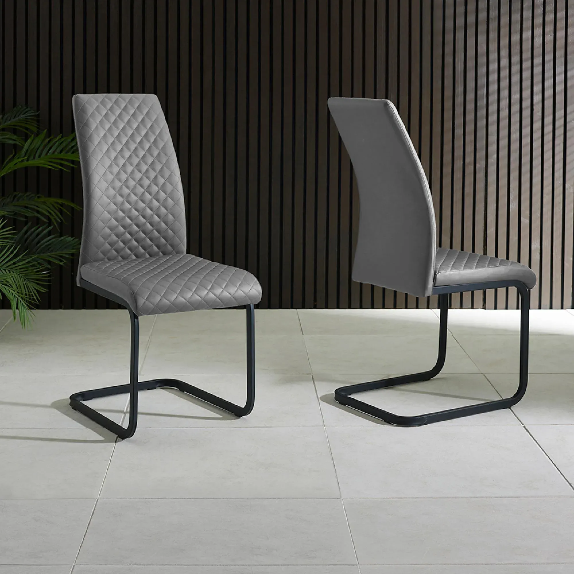 Xavier Cantilever Dining Chairs Set of 4 - Grey