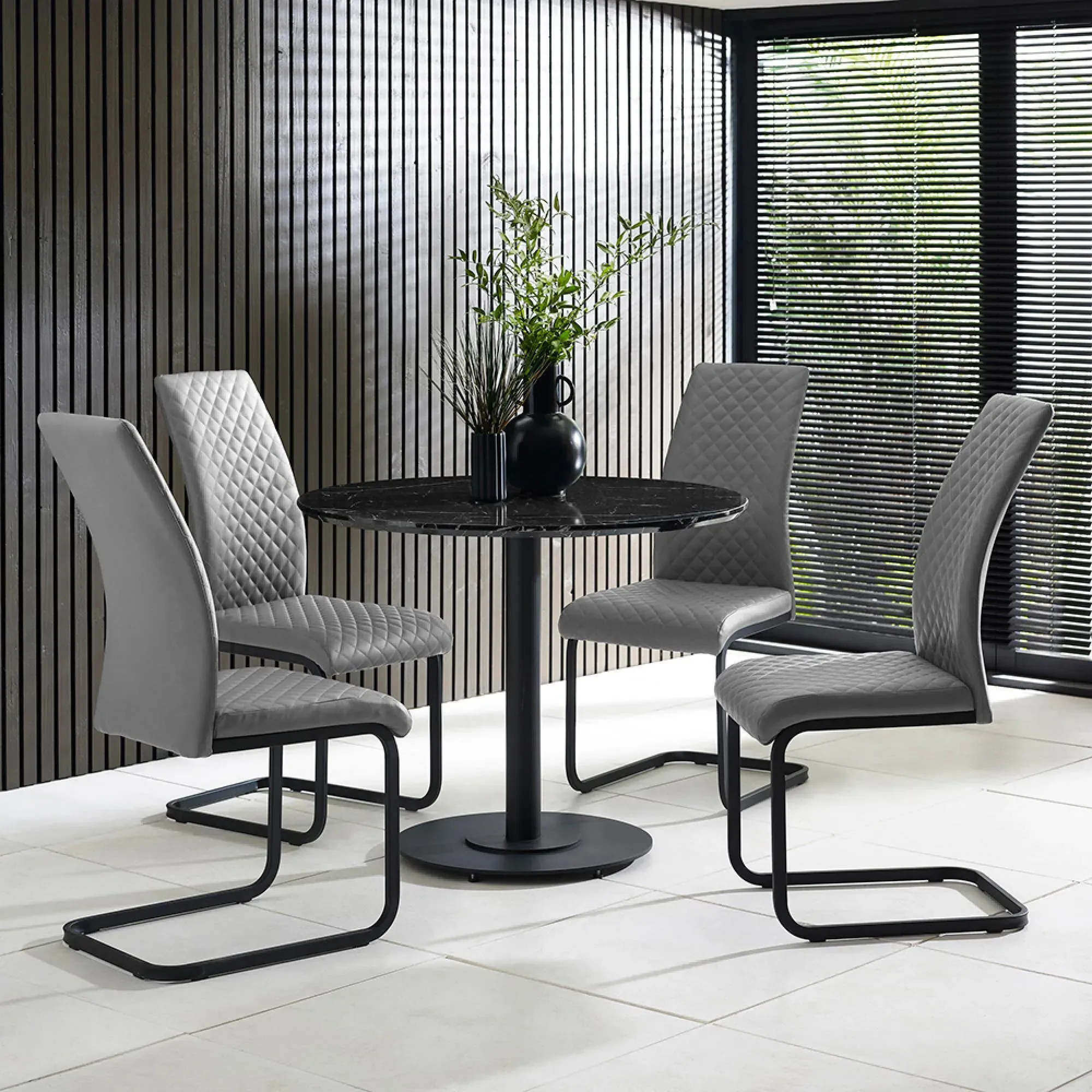 Xavier Cantilever Dining Chairs Set of 4 - Grey