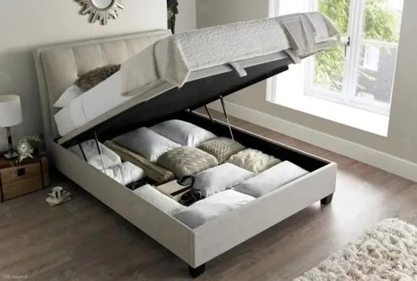 Accent Ottoman Storage Bed - Oatmeal, Fabric