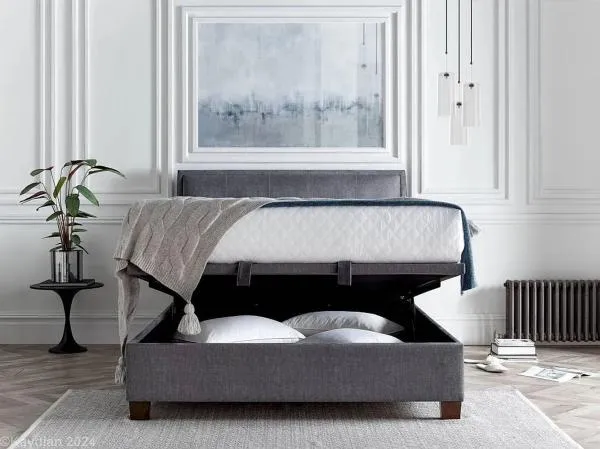 Accent Vogue Ottoman Storage Bed - Grey, Fabric