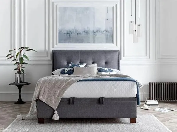 Accent Vogue Ottoman Storage Bed - Grey, Fabric