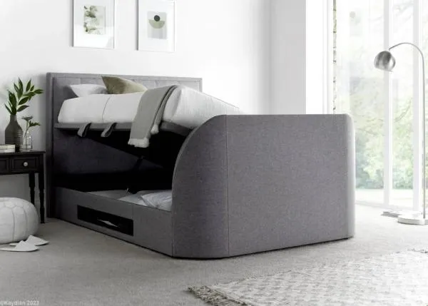 Falmer Marbella Ottoman Storage TV Bed - Grey, Fabric