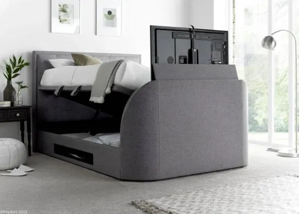 Falmer Marbella Ottoman Storage TV Bed - Grey, Fabric