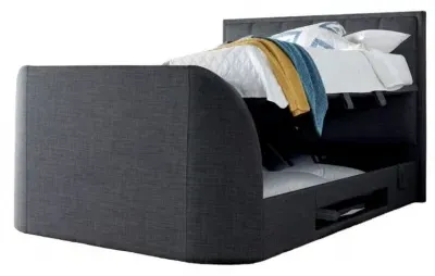 Falmer Pendle Slate Ottoman Storage TV Bed - Dark Grey, Fabric