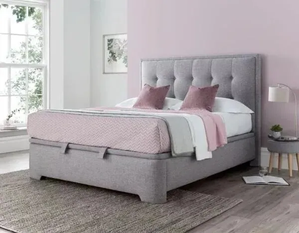 Falstone Ottoman Storage Bed - Marbella Grey, Fabric