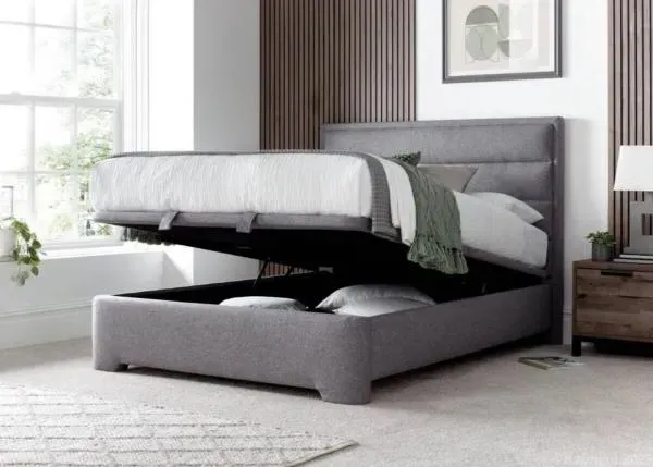 Kirkby Ottoman Storage Bed - Marbella Grey, Fabric
