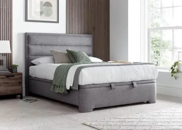 Kirkby Ottoman Storage Bed - Marbella Grey, Fabric