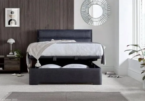 Kirkby Ottoman Storage Bed - Pendle Slate, Fabric