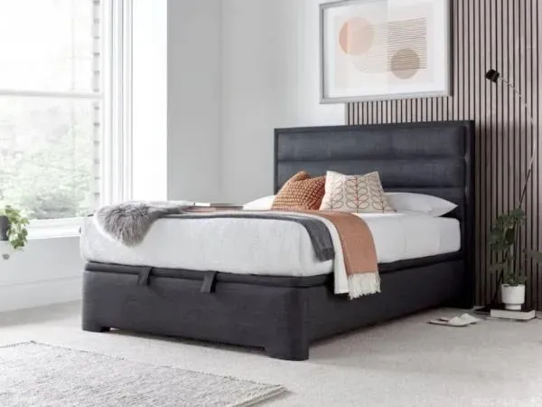 Kirkby Ottoman Storage Bed - Pendle Slate, Fabric