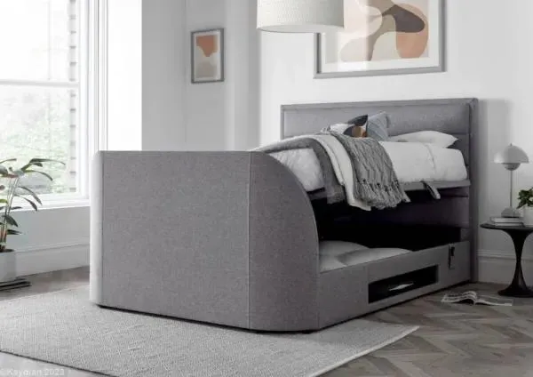 Kirkley Ottoman Storage TV Bed - Marbella Grey, Fabric