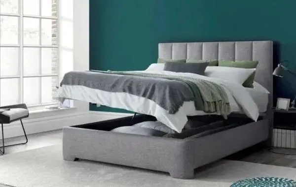 Medburn Ottoman Storage Bed - Light Grey, Fabric