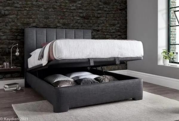 Medburn Ottoman Storage Bed - Slate Grey, Fabric