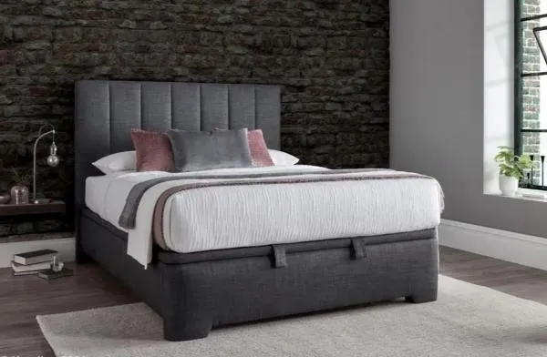 Medburn Ottoman Storage Bed - Slate Grey, Fabric
