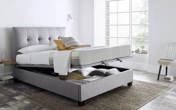 Walkworth Ottoman Storage Bed - Dark Grey, Fabric