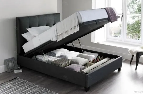 Walkworth Ottoman Storage Bed - Slate, Fabric