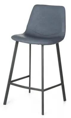 Ryan Counter Stool Set of 2 - Blue, PU Leather
