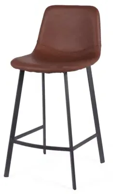 Ryan Counter Stool Set of 2 - Cognac, PU Leather