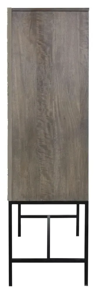 Sahara 2 Door Hall Cabinet - Black Washed, Carved Mango Wood