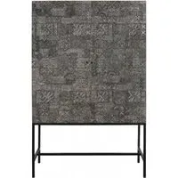 Sahara 2 Door Hall Cabinet - Black Washed, Carved Mango Wood