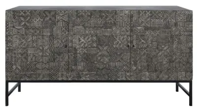 Sahara 3 Door Large Sideboard - Black Washed, Mango Wood image