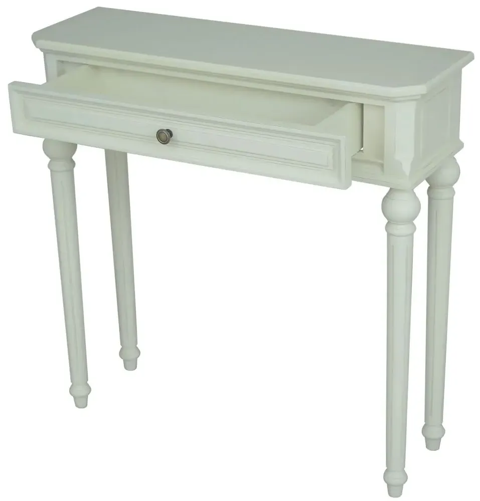 Solana French 1 Drawer Console Table - Lime White