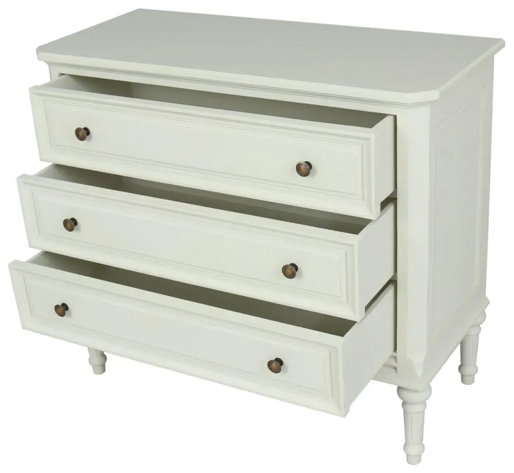Solana French 3 Drawer Chest - Lime White