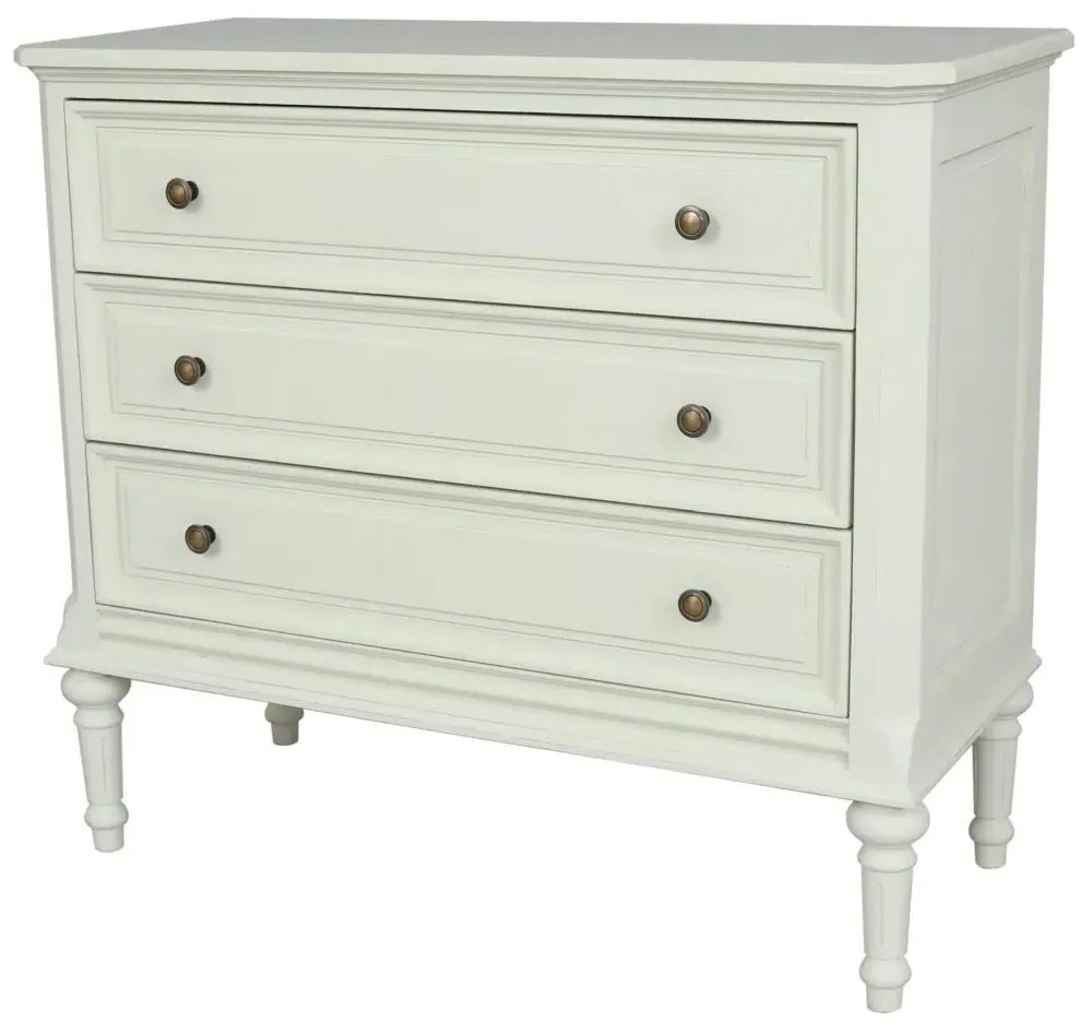 Solana French 3 Drawer Chest - Lime White