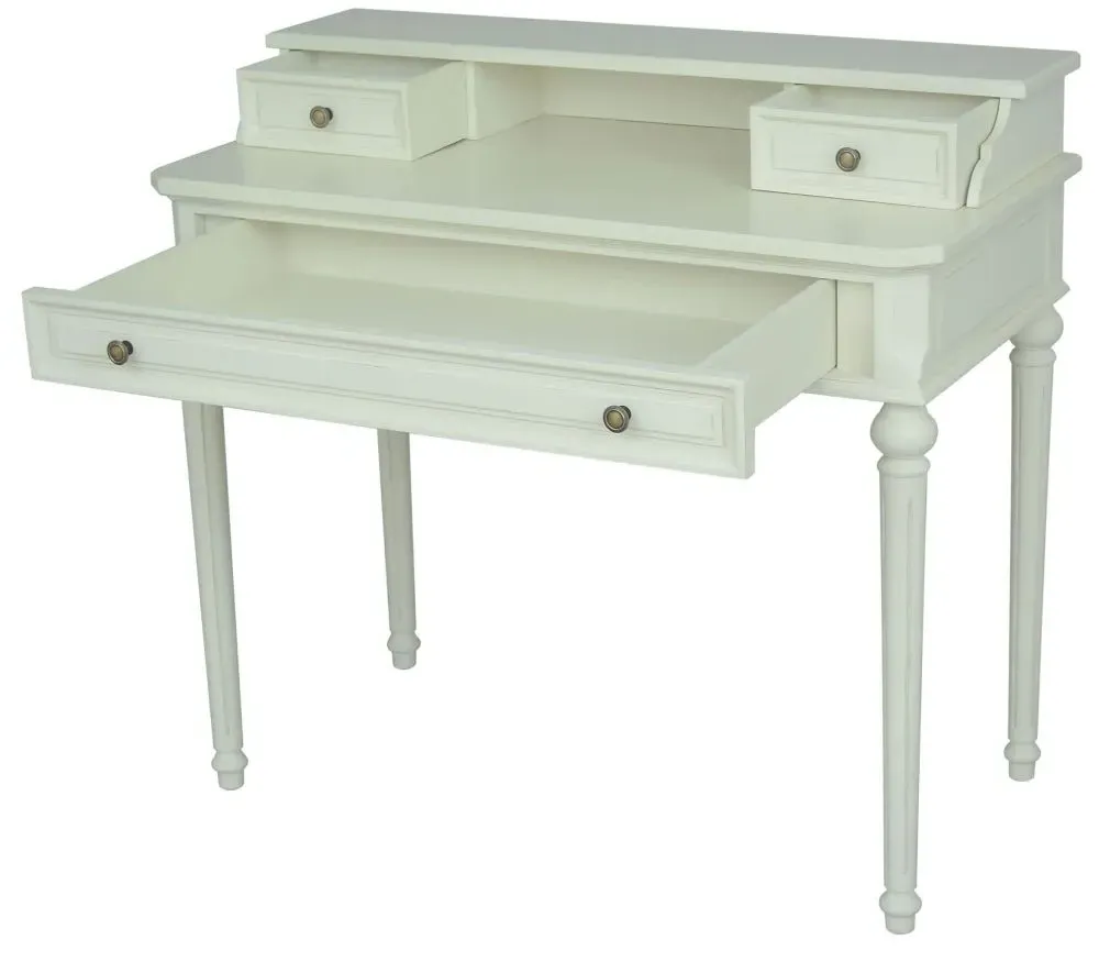 Solana French 3 Drawer Writing Desk - Lime White