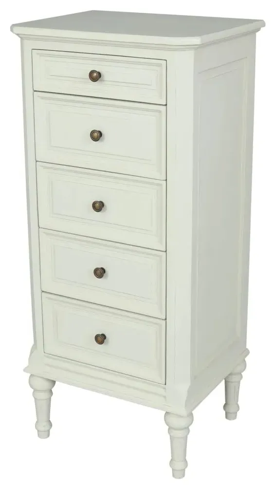Solana French 5 Drawer Chest - Lime White