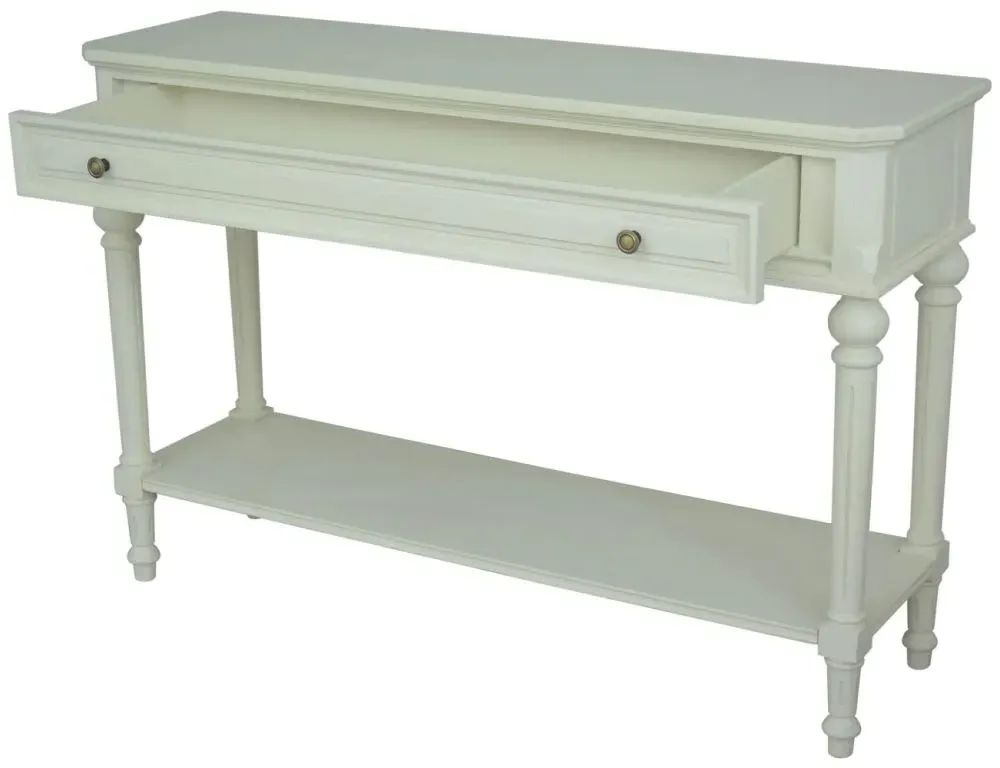 Solana French Large 1 Drawer Console Table - Lime White