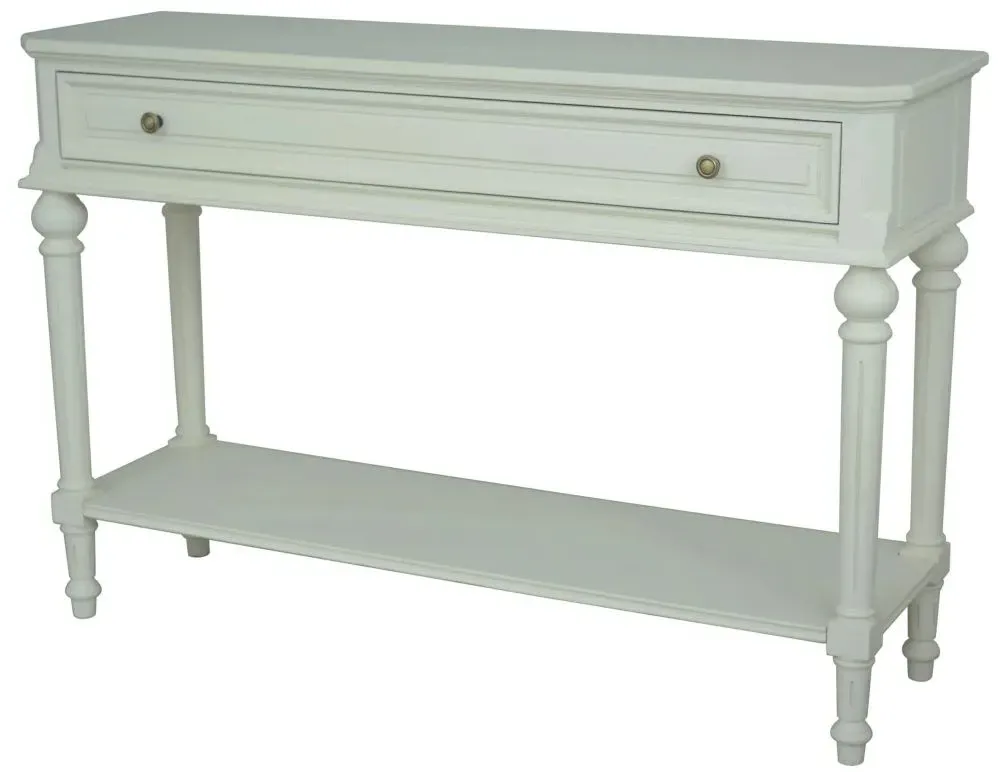 Solana French Large 1 Drawer Console Table - Lime White