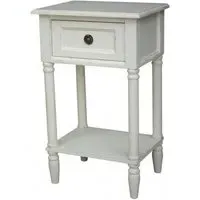 Yaurel French 1 Drawer Side Table - Off White