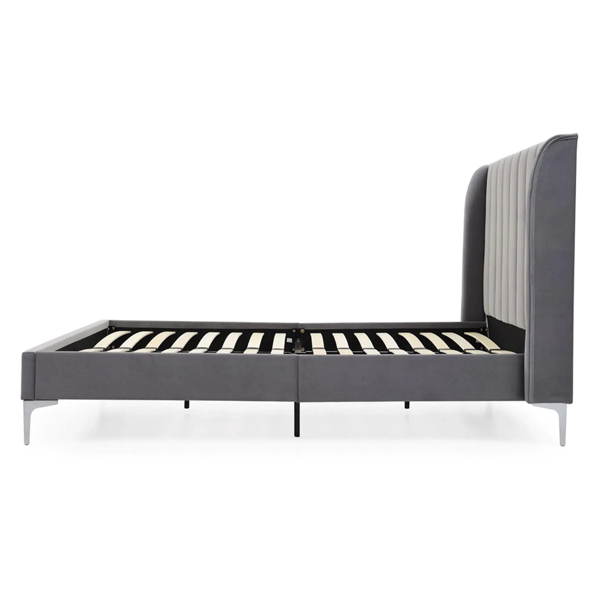 Avery Athena Bed Frame - Grey, Velvet