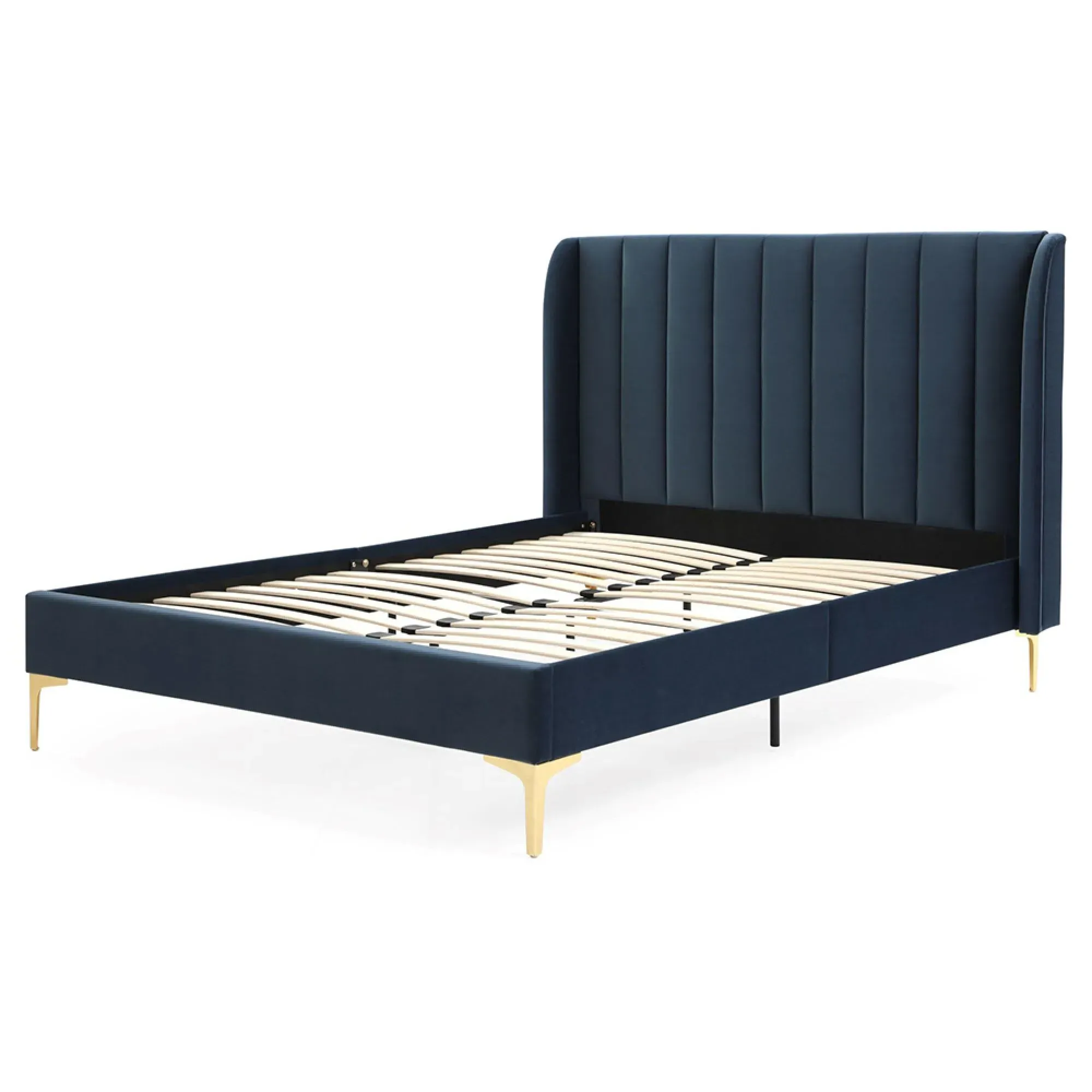 Avery Athena Bed Frame - Ink Blue, Velvet