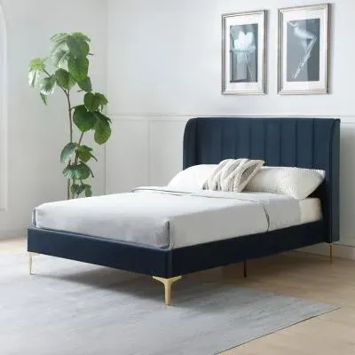 Avery Athena Bed Frame - Ink Blue, Velvet image