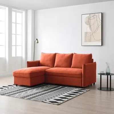 Blaire Athena Corner Sofa Bed - Burnt Orange, Velvet image