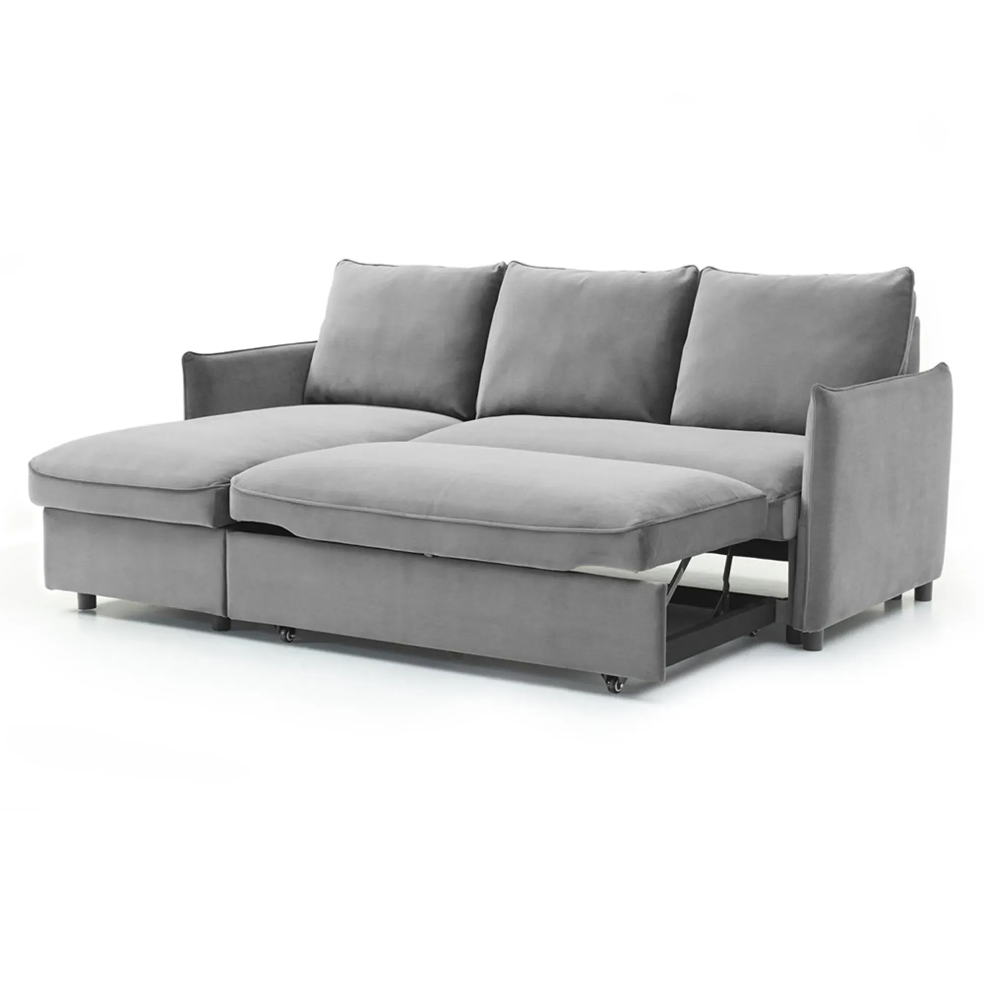 Blaire Athena Corner Sofa Bed - Grey, Velvet