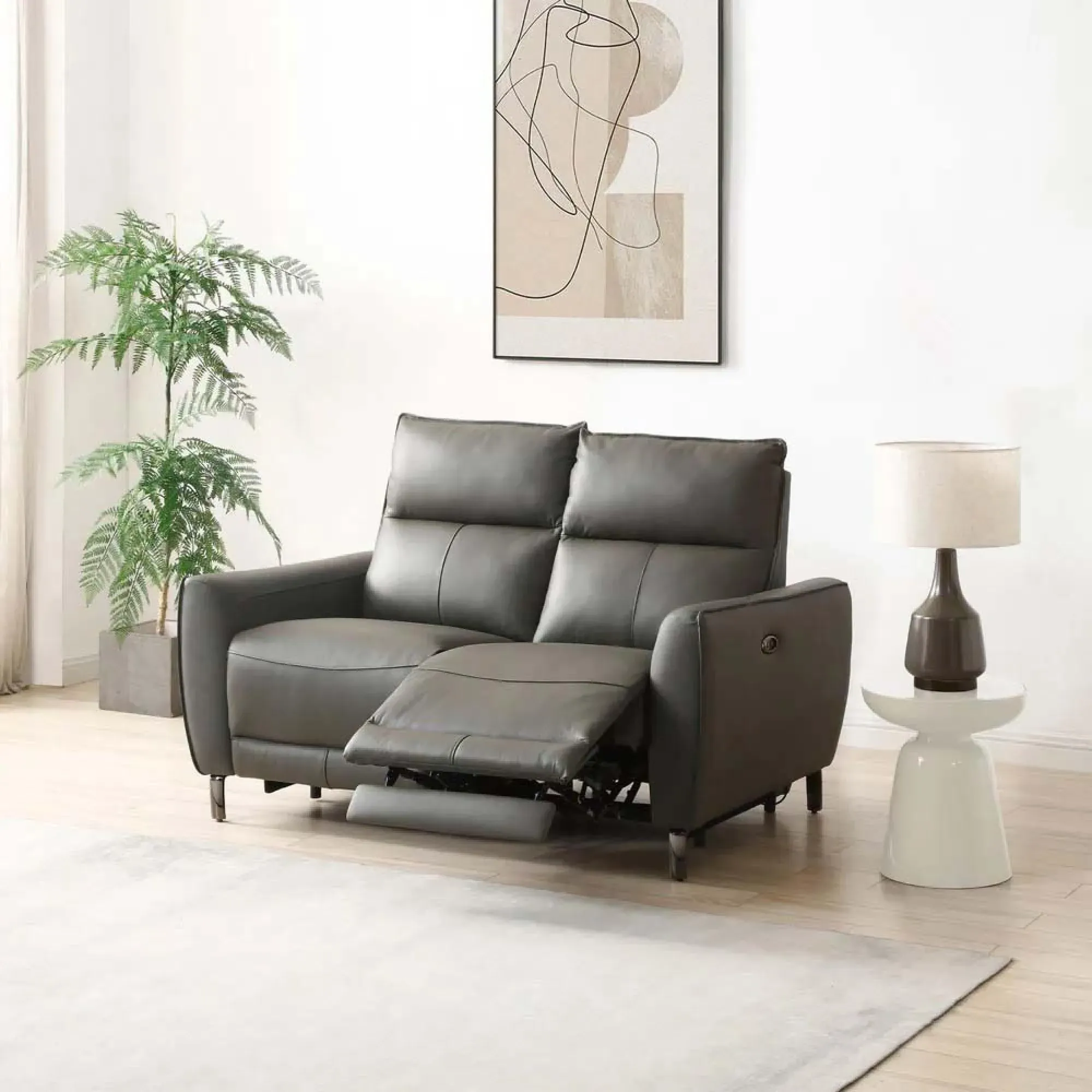 Brooke 2-Seater Electric Recliner Sofa - Grey, Leather