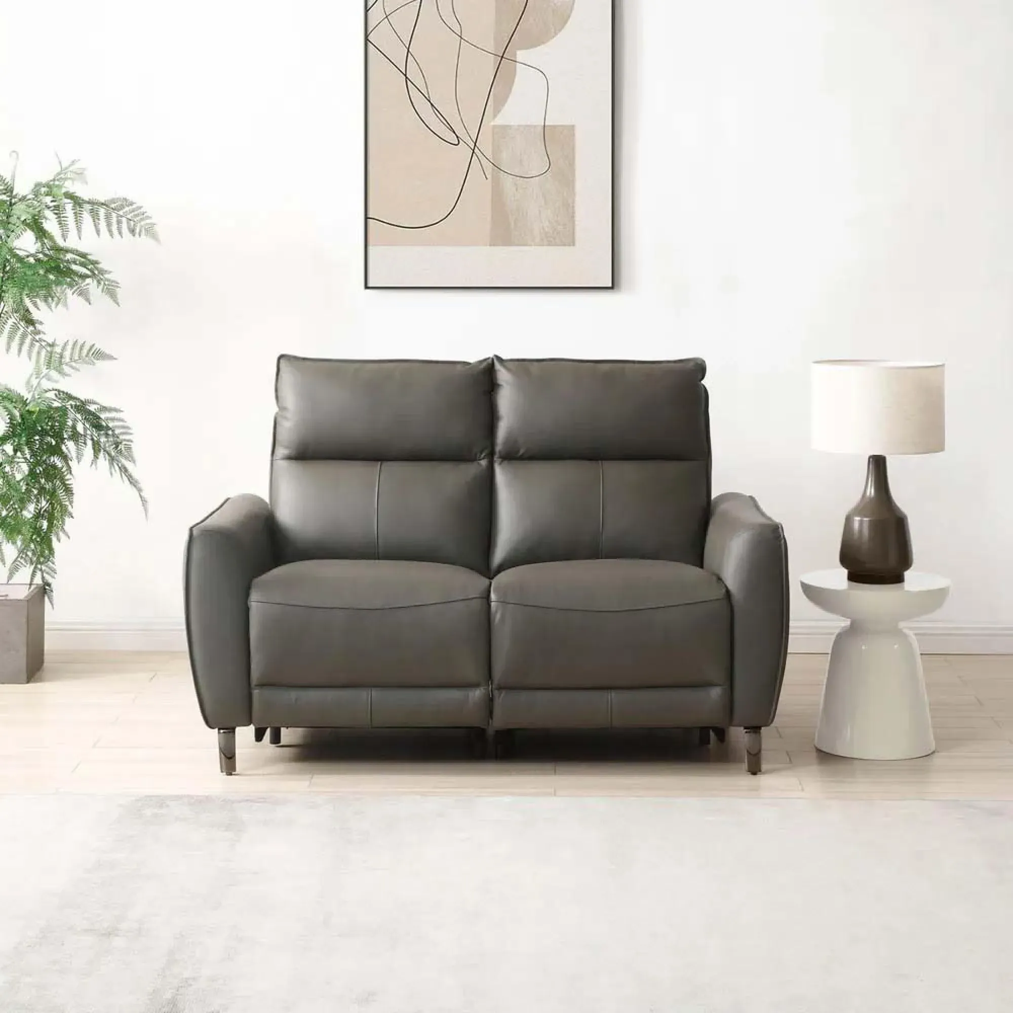 Brooke 2-Seater Electric Recliner Sofa - Grey, Leather