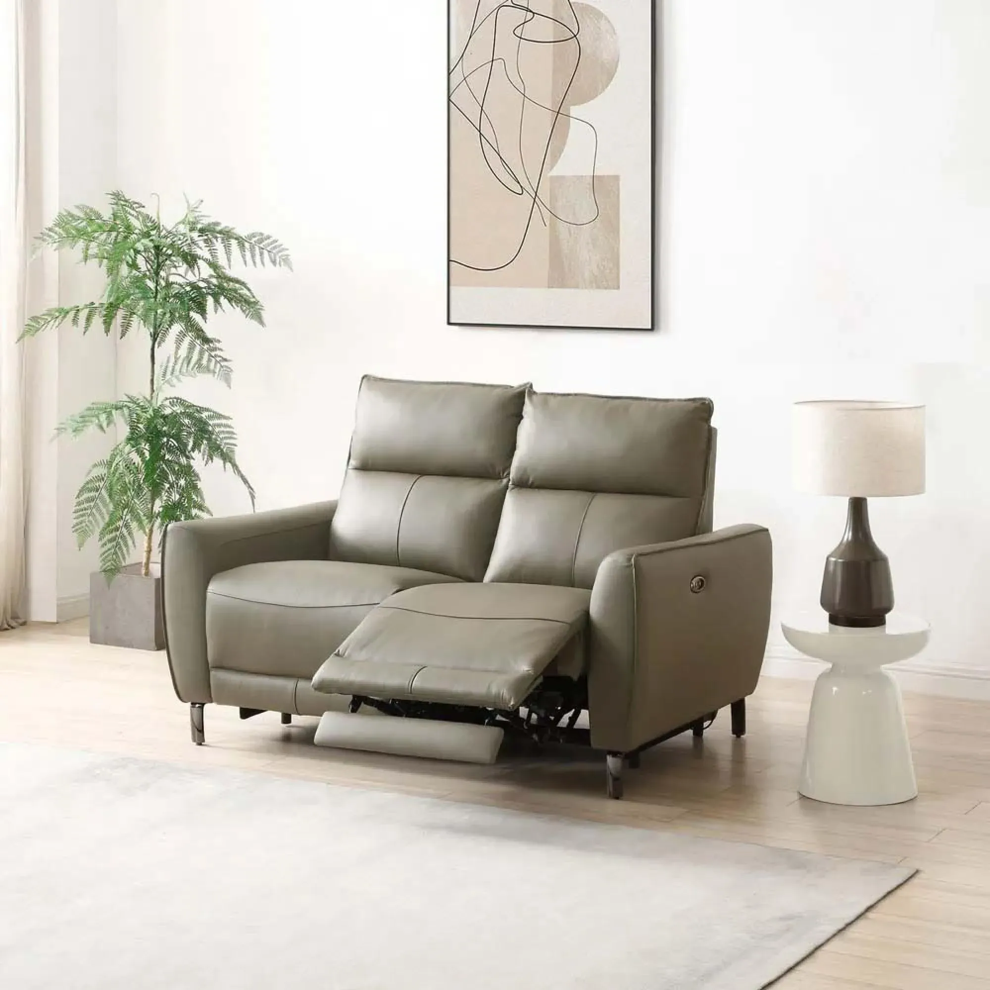 Brooke 2-Seater Electric Recliner Sofa - Taupe, Leather