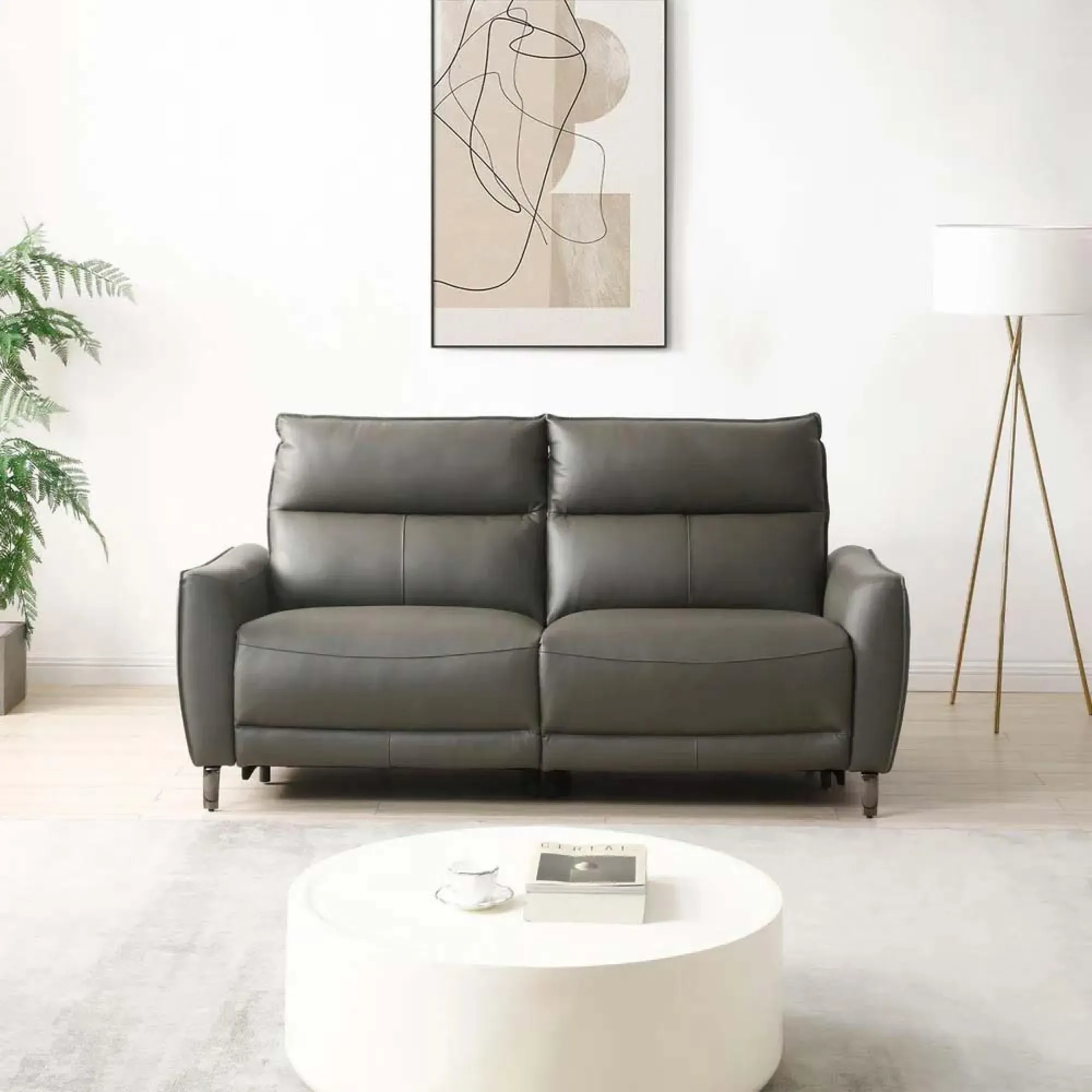 Brooke 3-Seater Electric Recliner Sofa - Grey, Leather