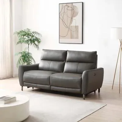 Brooke 3-Seater Electric Recliner Sofa - Grey, Leather image