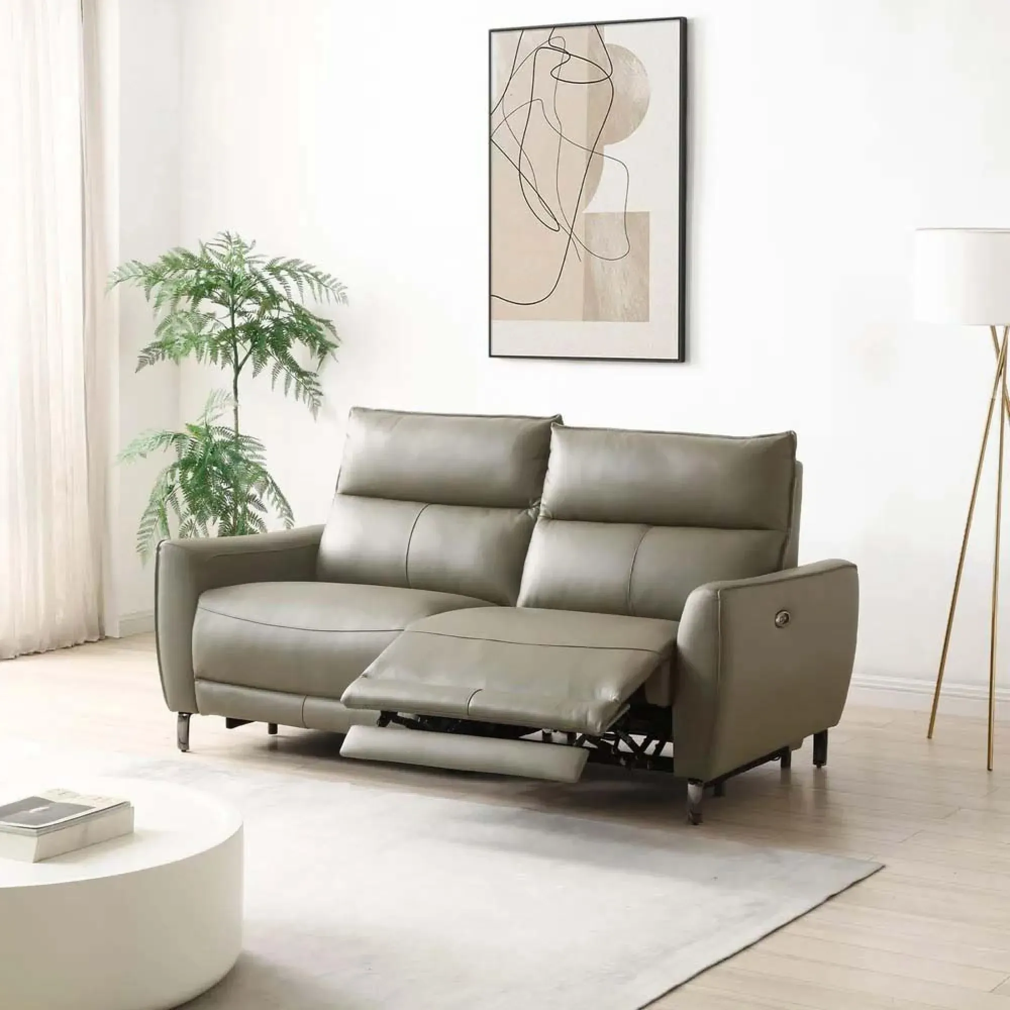 Brooke 3-Seater Electric Recliner Sofa - Taupe, Leather