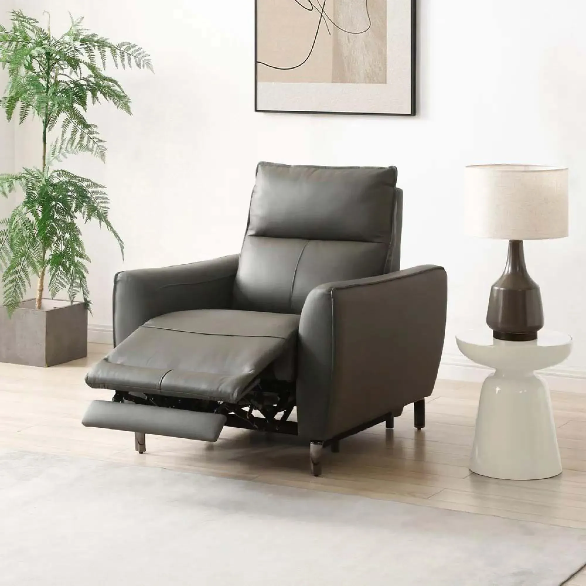 Brooke Electric Recliner Armchair - Grey, Leather
