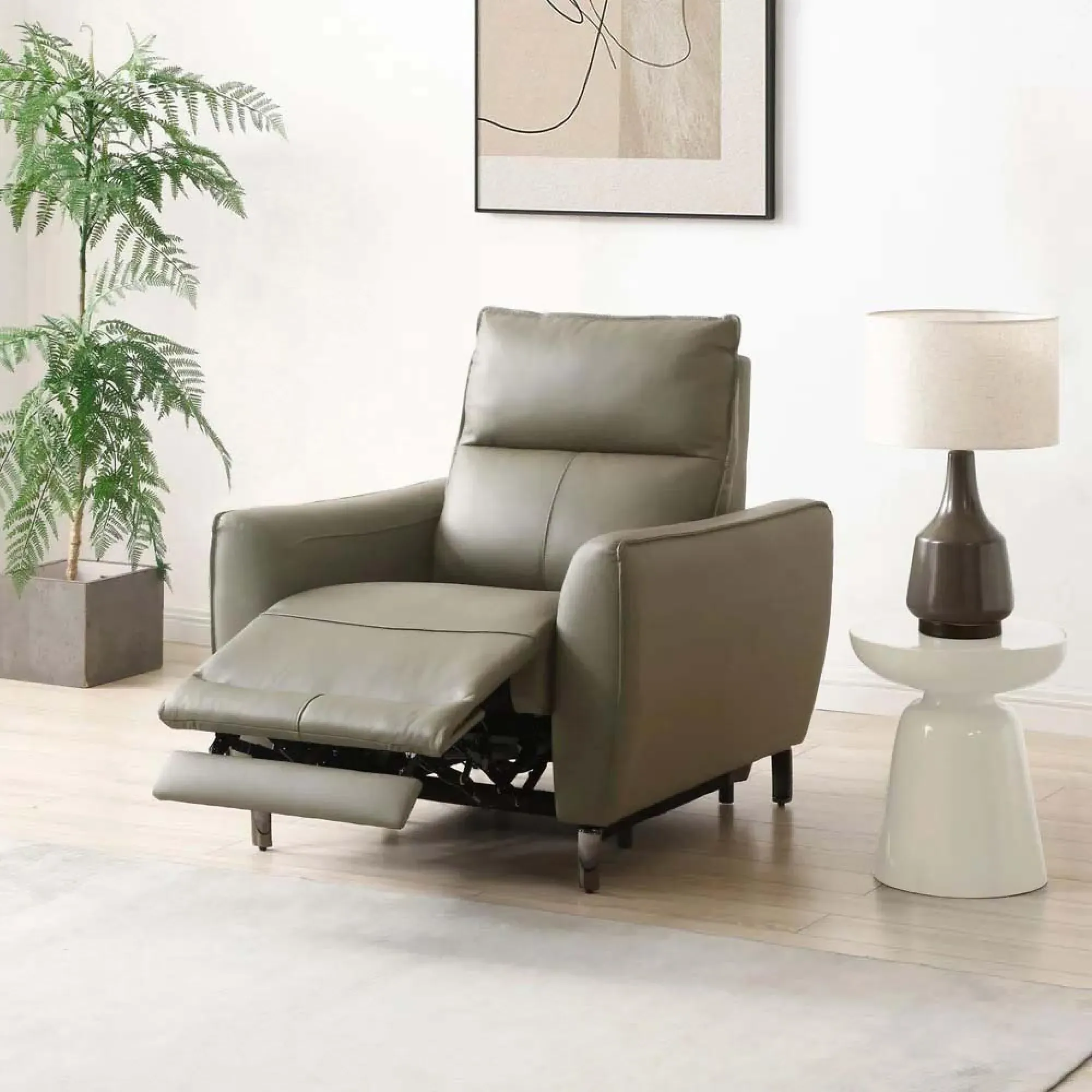Brooke Electric Recliner Armchair - Taupe, Leather